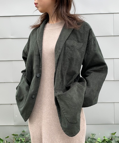 STYLEBLOCK（スタイルブロック）の「太コールビッグテーラードジャケット（テーラードジャケット・メンズ・カーキ/ブラウン/アイボリー/ブラック・M/L）」の4枚目の写真