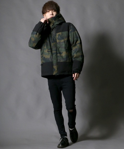 SITRY（シトリー）の「Ｗater-repellent stretch ツートンファイバーダウンジャケット（ダウンジャケット/コート・メンズ・ブラック/ベージュ/レッド/イエロー/オリーブ/ウッドランド・M/L/XL）」の12枚目の写真