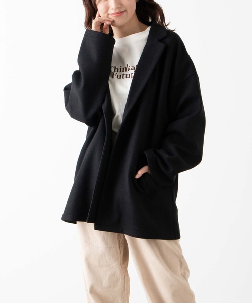 WEGO(ウィゴー)の「WEGO/ルーズテーラードジャケット(テーラードジャケット・レディース・グリーン/ホワイト系その他/ブラック・FREE)」の2枚目の写真