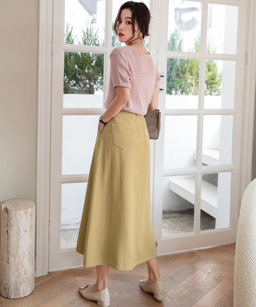 DAY CLOSET（デイ クローゼット）の「レディース キレカジハイウエストデニムスカート（デニムスカート・レディース・ホワイト/ブラック/ベージュ/ブラウン/カーキ/ブルー/アイボリー・M/L）」の16枚目の写真