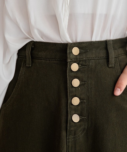 DAY CLOSET（デイ クローゼット）の「レディース キレカジハイウエストデニムスカート（デニムスカート・レディース・ホワイト/ブラック/ベージュ/ブラウン/カーキ/ブルー/アイボリー・M/L）」の14枚目の写真