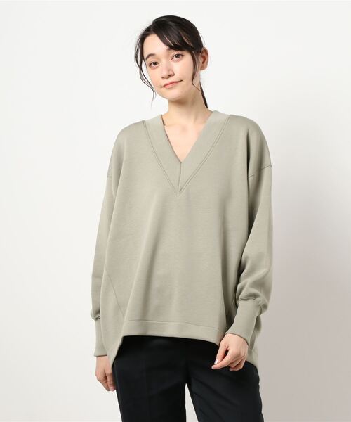 COLONY 2139（コロニートゥーワンスリーナイン）の「エアリーダンボールVネック長袖プルオーバー（スウェット・レディース・ベージュ/ブラック/ミント/オフホワイト・MEDIUM）」の7枚目の写真