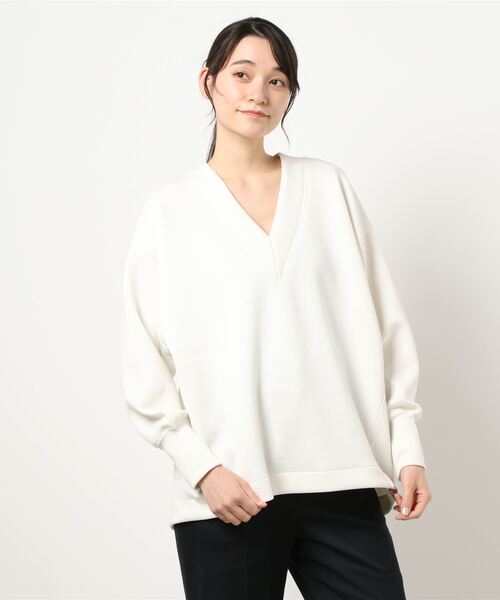 COLONY 2139（コロニートゥーワンスリーナイン）の「エアリーダンボールVネック長袖プルオーバー（スウェット・レディース・ベージュ/ブラック/ミント/オフホワイト・MEDIUM）」の12枚目の写真