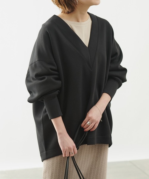 COLONY 2139（コロニートゥーワンスリーナイン）の「エアリーダンボールVネック長袖プルオーバー（スウェット・レディース・ベージュ/ブラック/ミント/オフホワイト・MEDIUM）」の21枚目の写真