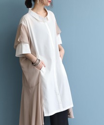 【廃盤】『ランダムヘム異素材配色シャツワンピース』