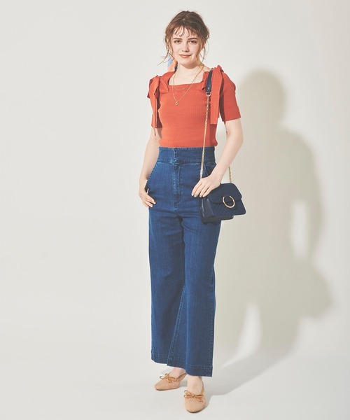 31 Sons de mode - 【オシャレ⭐31 sons de mode】青　リボン　ニット　サイズ36 31 Sons de mode ニット オフショル風リボンニット : ZOZOTOWN