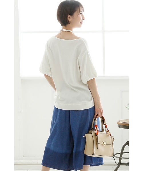PourVous（プールヴー）の「デニム風配色切り替えスカーチョ（デニムパンツ・レディース・ブルー・4L/L/M/XXL/XL）」の4枚目の写真