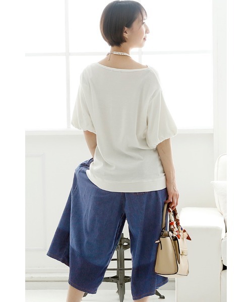 PourVous（プールヴー）の「デニム風配色切り替えスカーチョ（デニムパンツ・レディース・ブルー・4L/L/M/XXL/XL）」の6枚目の写真