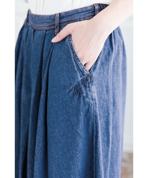 PourVous（プールヴー）の「デニム風配色切り替えスカーチョ（デニムパンツ・レディース・ブルー・4L/L/M/XXL/XL）」の13枚目の写真
