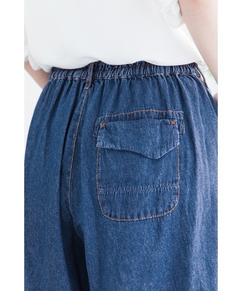 PourVous（プールヴー）の「デニム風配色切り替えスカーチョ（デニムパンツ・レディース・ブルー・4L/L/M/XXL/XL）」の14枚目の写真