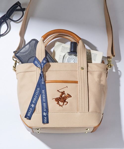 BEVERLY HILLS POLO CLUB（ビバリーヒルズポロクラブ）の「【BEVERLY HILLS POLO CLUB】ポロキャンバストートXS BH1006N（トートバッグ・レディース・ホワイト系1/ブラック/ホワイト系2/ネイビー系1/ネイビー系2/サックスブルー/パープル/グレー/ベージュ/ブルー/イエロー/グリーン/ピンク/アイボリー/ダークパープル/ブルー系その他2/ブルー系その他3/ブルー系その他4/ブラック系その他2/ベージュ系2・FREE）」の8枚目の写真