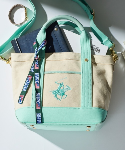 BEVERLY HILLS POLO CLUB（ビバリーヒルズポロクラブ）の「【BEVERLY HILLS POLO CLUB】ポロキャンバストートXS BH1006N（トートバッグ・レディース・ホワイト系1/ブラック/ホワイト系2/ネイビー系1/ネイビー系2/サックスブルー/パープル/グレー/ベージュ/ブルー/イエロー/グリーン/ピンク/アイボリー/ダークパープル/ブルー系その他2/ブルー系その他3/ブルー系その他4/ブラック系その他2/ベージュ系2・FREE）」の10枚目の写真