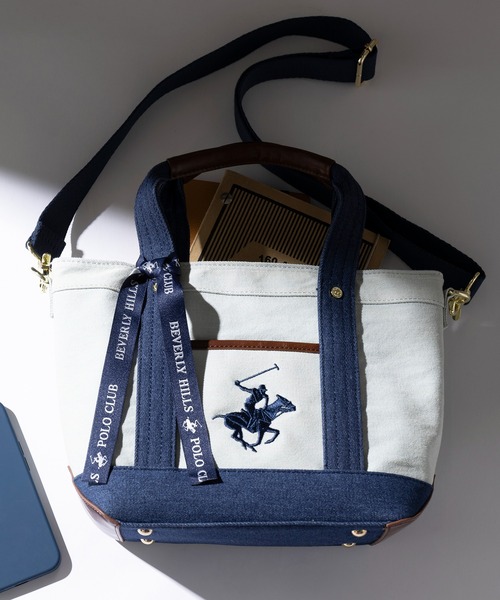 BEVERLY HILLS POLO CLUB（ビバリーヒルズポロクラブ）の「【BEVERLY HILLS POLO CLUB】ポロキャンバストートXS BH1006N（トートバッグ・レディース・ホワイト系1/ブラック/ホワイト系2/ネイビー系1/ネイビー系2/サックスブルー/パープル/グレー/ベージュ/ブルー/イエロー/グリーン/ピンク/アイボリー/ダークパープル/ブルー系その他2/ブルー系その他3/ブルー系その他4/ブラック系その他2/ベージュ系2・FREE）」の13枚目の写真