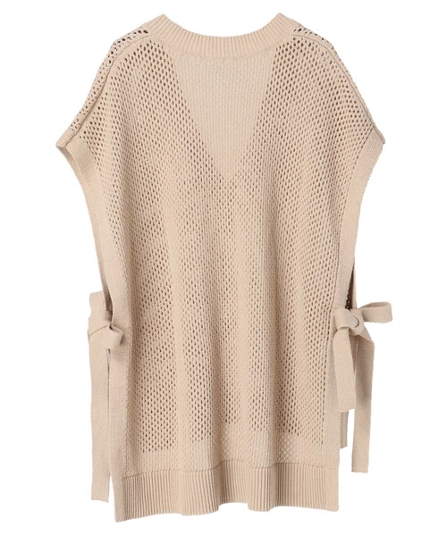 Editt by YECCA VECCA（エディットバイイェッカヴェッカ）の「メッシュ編ミニットベスト　＊（ニット/セーター・レディース・ライトグレー/ブラック/ベージュ・FREE）」の10枚目の写真