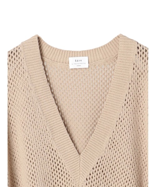 Editt by YECCA VECCA（エディットバイイェッカヴェッカ）の「メッシュ編ミニットベスト　＊（ニット/セーター・レディース・ライトグレー/ブラック/ベージュ・FREE）」の11枚目の写真