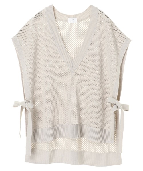 Editt by YECCA VECCA（エディットバイイェッカヴェッカ）の「メッシュ編ミニットベスト　＊（ニット/セーター・レディース・ライトグレー/ブラック/ベージュ・FREE）」の14枚目の写真