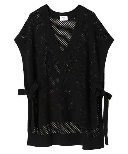 Editt by YECCA VECCA（エディットバイイェッカヴェッカ）の「メッシュ編ミニットベスト　＊（ニット/セーター・レディース・ライトグレー/ブラック/ベージュ・FREE）」の17枚目の写真