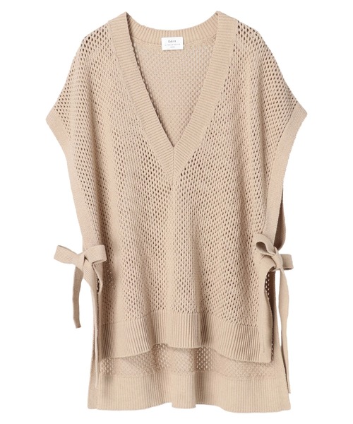 Editt by YECCA VECCA（エディットバイイェッカヴェッカ）の「メッシュ編ミニットベスト　＊（ニット/セーター・レディース・ライトグレー/ブラック/ベージュ・FREE）」の18枚目の写真