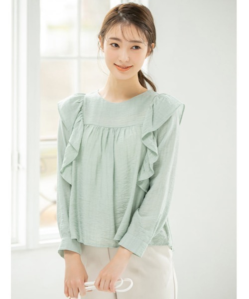 fifth（フィフス）の「ショルダーフリルブラウス（シャツ/ブラウス・レディース・ホワイト/ミント・MEDIUM）」の2枚目の写真