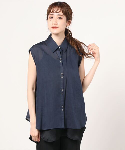 RITO(リト)の「RITO レイヤードスリーブレスシャツ(シャツ/ブラウス・レディース・ネイビー・38)」の4枚目の写真