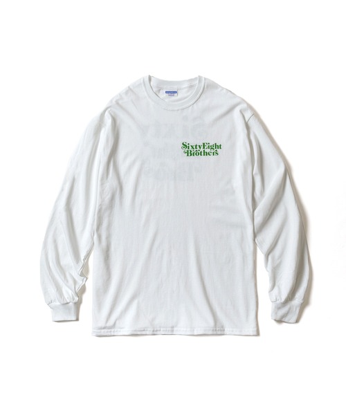 68&brothers(シックスティエイトアンドブラザーズ)の「L/S Tee "SixtyEight&Bros"(Tシャツ/カットソー・メンズ・ブラック/ホワイト×ピンク/ホワイト×ライム/ホワイト・X-LARGE/LARGE/MEDIUM)」の2枚目の写真
