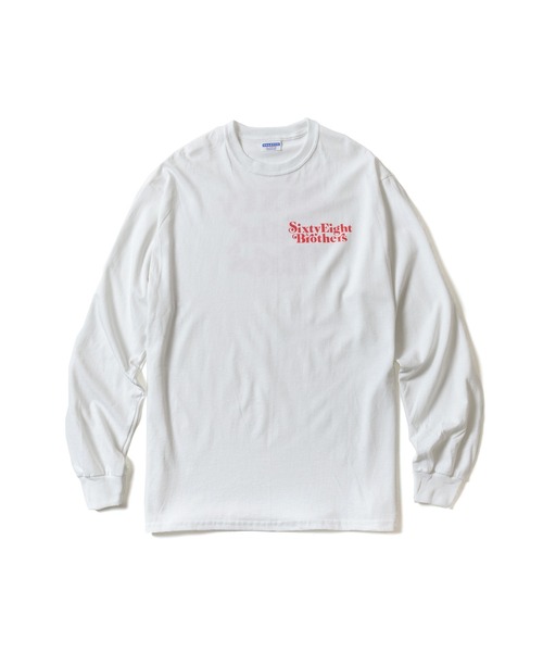 68&brothers(シックスティエイトアンドブラザーズ)の「L/S Tee "SixtyEight&Bros"(Tシャツ/カットソー・メンズ・ブラック/ホワイト×ピンク/ホワイト×ライム/ホワイト・X-LARGE/LARGE/MEDIUM)」の3枚目の写真