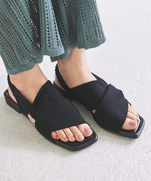 JELLY BEANS（ジェリービーンズ）の「（サスティナブル商品）ターバンバックバンドサンダル(130-30433)JELLY BEANS(ジェリービーンズ)（サンダル・レディース・ライトグレー/ブラック/アイボリー・S/M/L）」の2枚目の写真