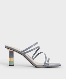 クロックエフェクト シリンドリカルヒールミュール / Croc-Effect Cylindrical Heel Mules