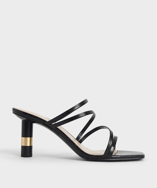 CHARLES & KEITH(チャールズ & キース)の「クロックエフェクト シリンドリカルヒールミュール / Croc-Effect Cylindrical Heel Mules(サンダル・レディース・その他1/その他4/ホワイト系その他3/ブラック系その他4・22.5cm/23cm/23.5cm/24.5cm/25cm/25.5cm)」の1枚目の写真