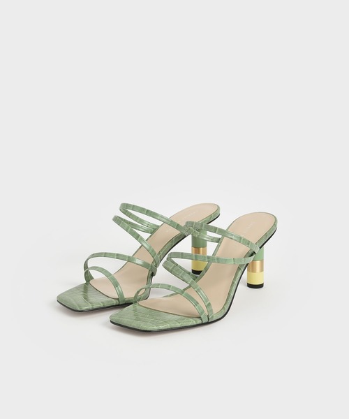 CHARLES & KEITH(チャールズ & キース)の「クロックエフェクト シリンドリカルヒールミュール / Croc-Effect Cylindrical Heel Mules(サンダル・レディース・その他1/その他4/ホワイト系その他3/ブラック系その他4・22.5cm/23cm/23.5cm/24.5cm/25cm/25.5cm)」の10枚目の写真