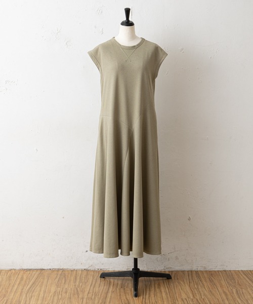 BEARDSLEY（ビアズリー）の「テレコフレアワンピース（ワンピース・レディース・モスグリーン/ベージュ・FREE）」の4枚目の写真