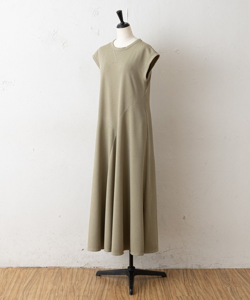 BEARDSLEY（ビアズリー）の「テレコフレアワンピース（ワンピース・レディース・モスグリーン/ベージュ・FREE）」の5枚目の写真