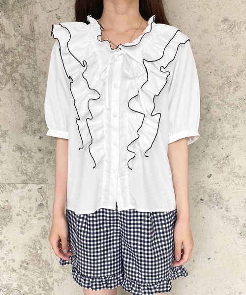 apres jour(アプレジュール)の「配色フリルメローブラウス【ZOZOTOWN限定アイテム】(シャツ/ブラウス・レディース・ブラック/オフホワイト/ピンクベージュ・X-LARGE/フリー)」の21枚目の写真