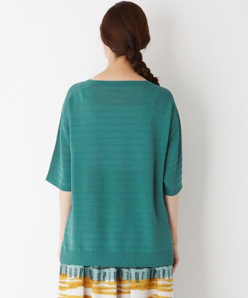 smart pink(スマートピンク)の「◆【手洗い可】ペーパー混ホールガーメント(R)ボーダーニット(ニット/セーター・レディース・グリーン/マスタード/ライトベージュ・88)」の11枚目の写真