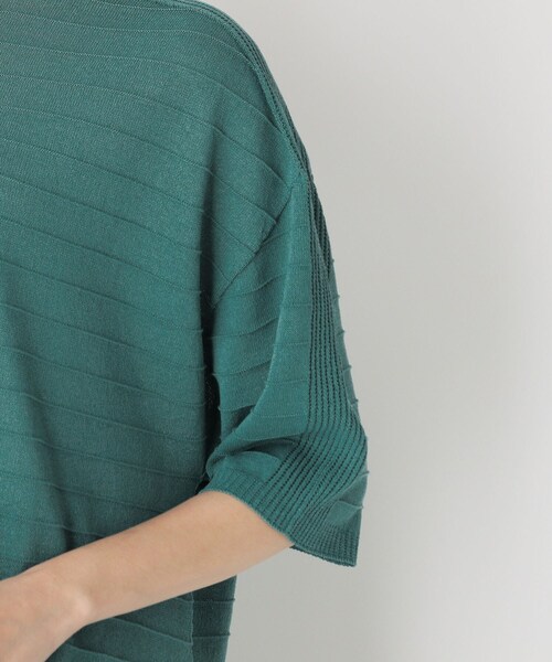 smart pink(スマートピンク)の「◆【手洗い可】ペーパー混ホールガーメント(R)ボーダーニット(ニット/セーター・レディース・グリーン/マスタード/ライトベージュ・88)」の5枚目の写真