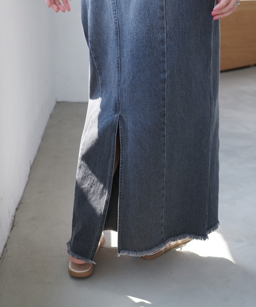 DISCOAT（ディスコート）の「リメイク風デニムナロースカート（デニムスカート・レディース・ブラック/ブルー・MEDIUM/LARGE）」の10枚目の写真