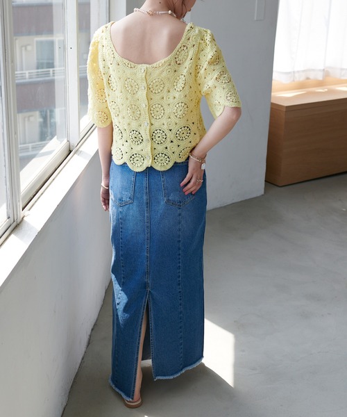 DISCOAT（ディスコート）の「リメイク風デニムナロースカート（デニムスカート・レディース・ブラック/ブルー・MEDIUM/LARGE）」の19枚目の写真