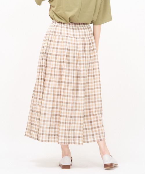 AS KNOW AS de base（アズノゥアズドゥバズ）の「おギンガム深タックスカート（スカート・レディース・ブラウン系/ブルー系・FREE）」の10枚目の写真
