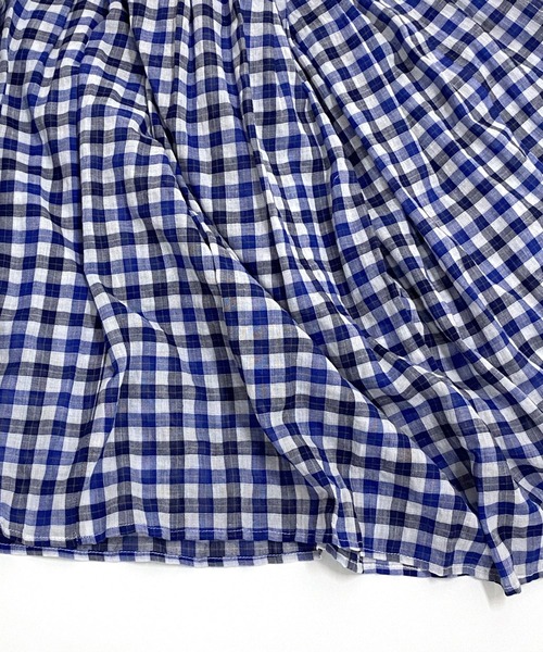 AS KNOW AS de base（アズノゥアズドゥバズ）の「おギンガム深タックスカート（スカート・レディース・ブラウン系/ブルー系・FREE）」の4枚目の写真