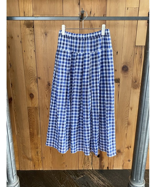 AS KNOW AS de base（アズノゥアズドゥバズ）の「おギンガム深タックスカート（スカート・レディース・ブラウン系/ブルー系・FREE）」の7枚目の写真