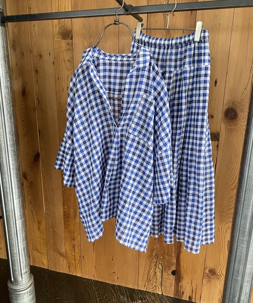 AS KNOW AS de base（アズノゥアズドゥバズ）の「おギンガム深タックスカート（スカート・レディース・ブラウン系/ブルー系・FREE）」の8枚目の写真