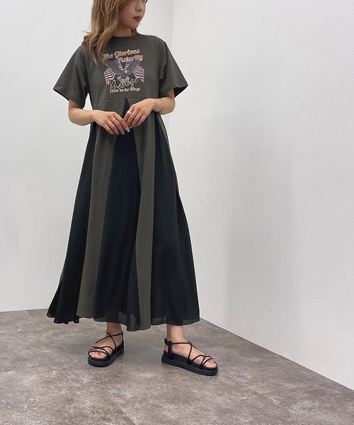 Jour ワンピース Apres イーグルプリント切替ワンピース Apres Zozotown限定アイテム Mignon アプレジュールミニョン のファッション