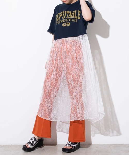 WEGO（ウィゴー）の「WEGO/レースドッキングロゴワンピース（ワンピース・レディース・ネイビー/オートミール・FREE）」の8枚目の写真