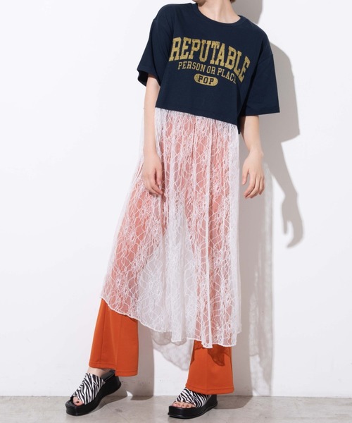 Wego レースドッキングロゴワンピース ワンピース Wego ウィゴー のファッション ワンピース セール