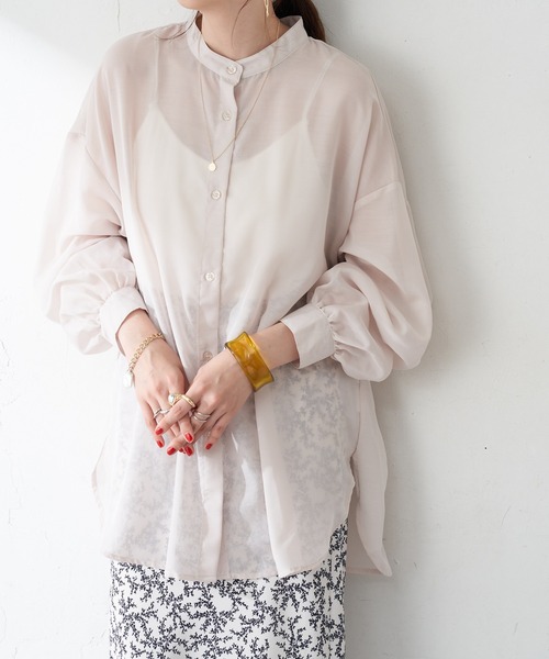 DISCOAT（ディスコート）の「【WEB限定】袖ボリュームシアーシャツ（シャツ/ブラウス・レディース・ブラック/イエロー/グレイッシュベージュ/ライトベージュ/ホワイト・FREE）」の16枚目の写真