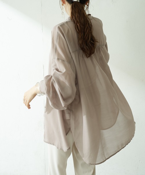 DISCOAT（ディスコート）の「【WEB限定】袖ボリュームシアーシャツ（シャツ/ブラウス・レディース・ブラック/イエロー/グレイッシュベージュ/ライトベージュ/ホワイト・FREE）」の21枚目の写真