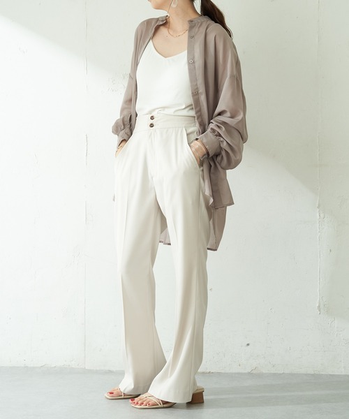 DISCOAT（ディスコート）の「【WEB限定】袖ボリュームシアーシャツ（シャツ/ブラウス・レディース・ブラック/イエロー/グレイッシュベージュ/ライトベージュ/ホワイト・FREE）」の19枚目の写真