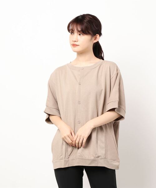 ELVENCE DEUX(エルベンスドゥ)の「2WAYテンジクワッフルPO(Tシャツ/カットソー・レディース・ブラック/ベージュ・MEDIUM)」の5枚目の写真