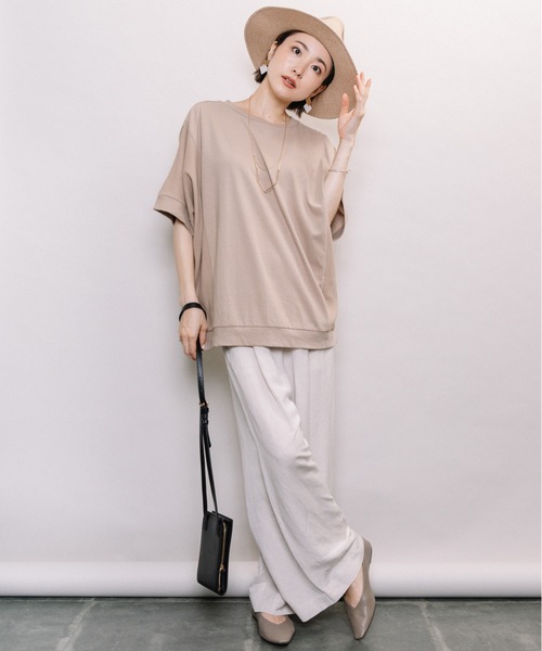 ELVENCE DEUX(エルベンスドゥ)の「2WAYテンジクワッフルPO(Tシャツ/カットソー・レディース・ブラック/ベージュ・MEDIUM)」の10枚目の写真