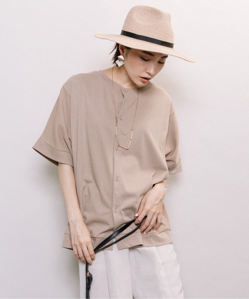 ELVENCE DEUX(エルベンスドゥ)の「2WAYテンジクワッフルPO(Tシャツ/カットソー・レディース・ブラック/ベージュ・MEDIUM)」の12枚目の写真